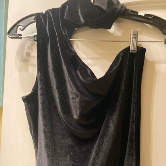 Miscreants black velvet one shoulder mock neck dress - Picture 4 of 4